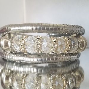 Crystal and silver wrap bracelet